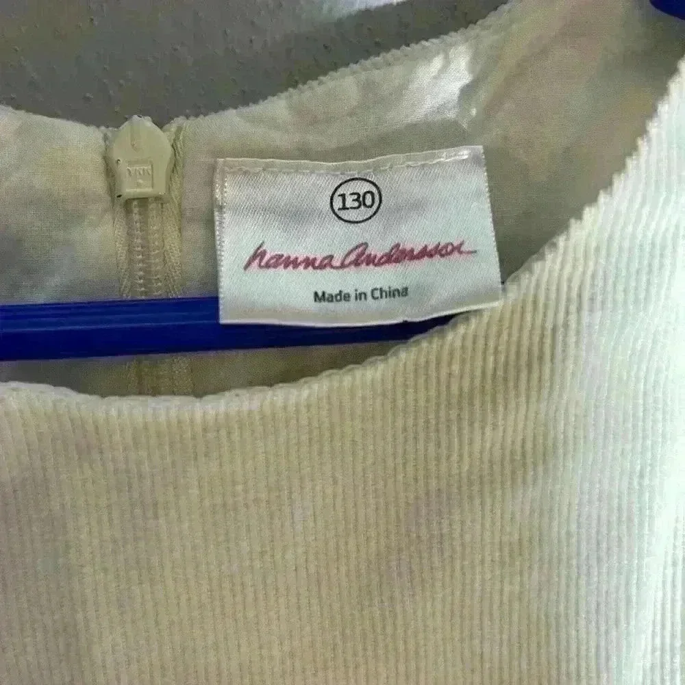 Hanna Andersson size 8 Jumper Dress White Corduroy Red Bow Dutch Amish 130